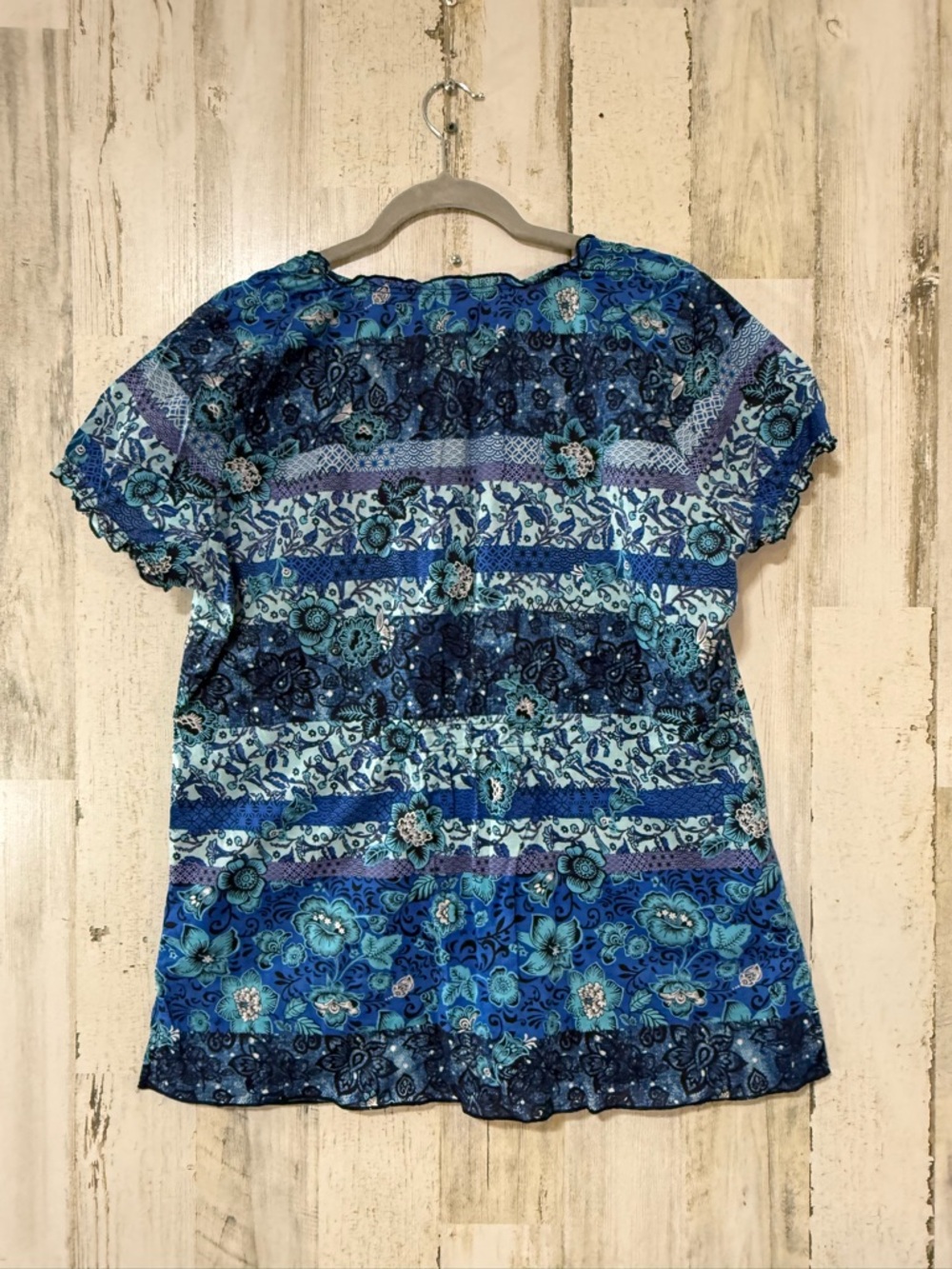 KOI Blue Floral Short-Sleeve Scrub Top - Picture 8 of 8